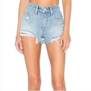 Lovers + Friends Blue Jack Cut Off Denim Shorts